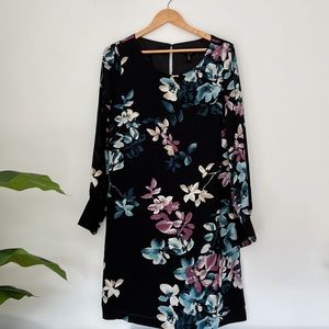 WHBM Floral Tie Sleeve Shift Dress 14 NWOT